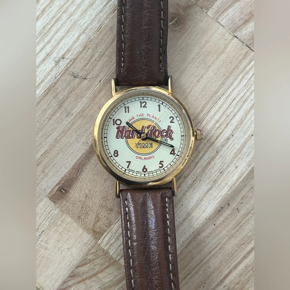 Hard Rock Cafe Orlando Vintage Watch Leather Strap Hard Rock Cafe Motif Dial